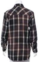 Thumbnail for your product : Amiri Spray Plaid Snap-Up Top w/ Tags