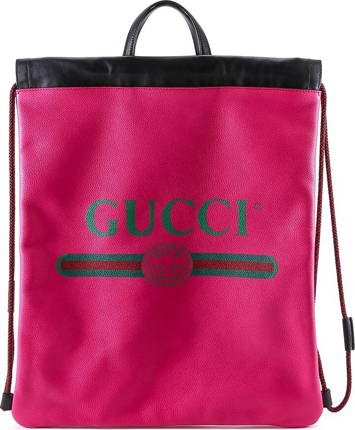 Gucci Logo Drawstring Leather Backpack ShopStyle
