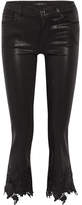 Thumbnail for your product : J Brand Selena Lace-trimmed Cropped Coated Mid-rise Flared Jeans