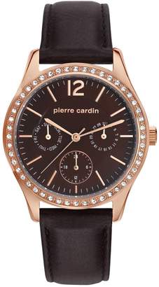 Pierre Cardin La Lisiere Women's Quartz Watch with Brown Dial Analogue Display and Brown Leather Strap PC106952F12