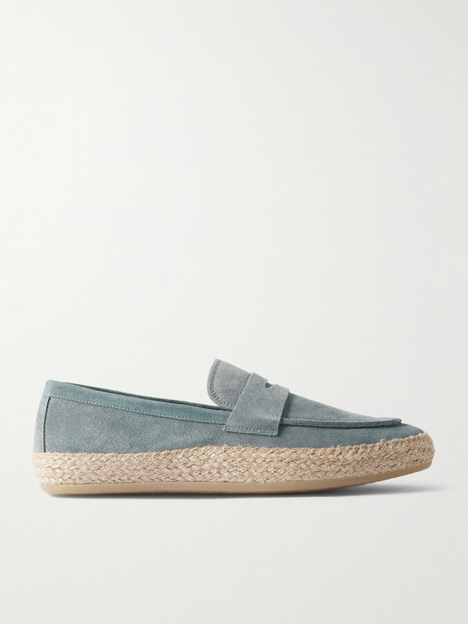 Officine Creative Bowline 002 Jute-Trimmed Suede Penny Loafers