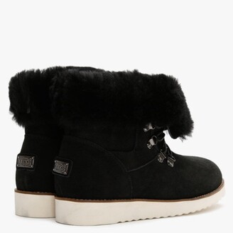 Australia Luxe Collective Yael Black Double-Face Sheepskin Lace Up Boots