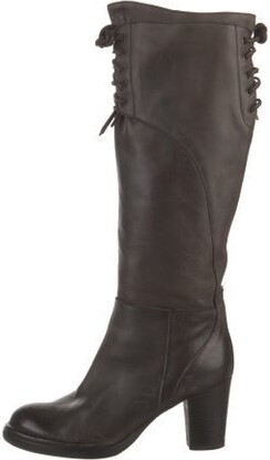 Alberto Fermani Leather Knee-High Lace-Up Boots Brown Round-Toes Unfortunately, due to restrictions, this item may not be eligible for shipping in all areas. | Alberto Fermani Leather Lace-Up Boots in Brown, Women's IT 36.5 | 6.5