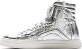 Thumbnail for your product : Pierre Hardy Silver Foil Leather High-Top Sneakers