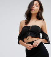 Thumbnail for your product : Naanaa Off Shoulder Corset Top With Lace Up Detail