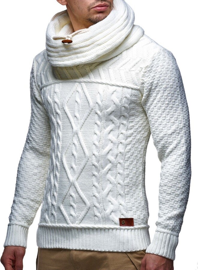 Leif Nelson Men's Pullover Knit Sweater Chunky Knit Turtleneck LN-7025 ...