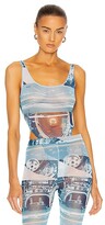 Thumbnail for your product : LaQuan Smith Printed Car Bodysuit in Blue