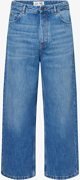 Loewe Mens Black Relaxed-Fit Wide-Leg Denim Jeans 36