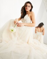 Thumbnail for your product : ASOS EDITION Francesca plunge wedding dress with tonal embroidery