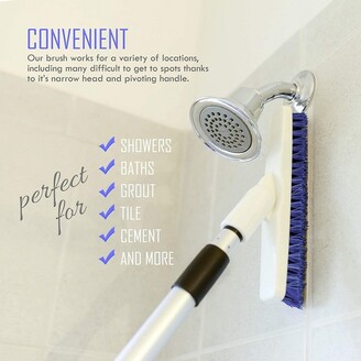 Grout Cleaner Brush With Telescopic Handle & Tough Bristles For Narrow &  Wide Kitchen Shower Tub Tile Surfaces - By Elitra Home,swivel Grout Scrubber  : Target