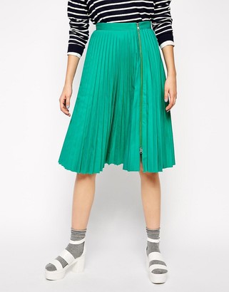 Antipodium Straight Edge Pleated Skirt With Zipper