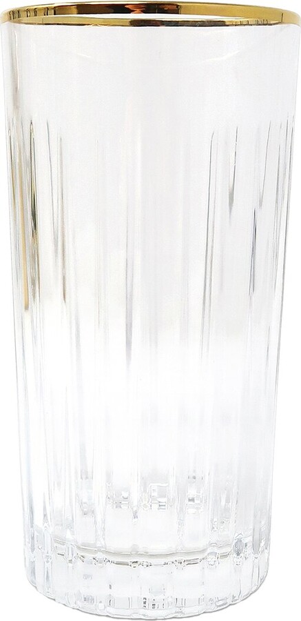 Vivience Set Of 6 Highball Glasses With Linear Design & Rim