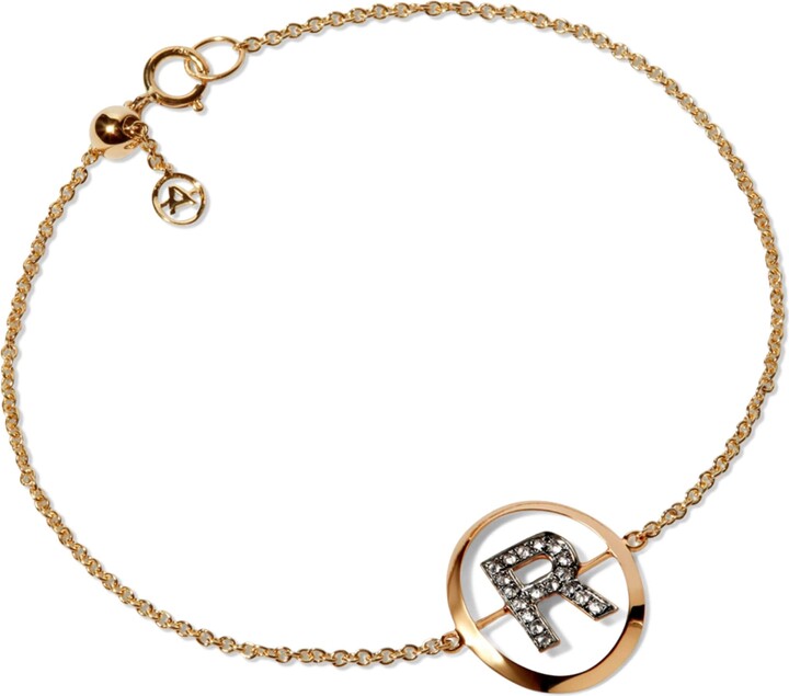 Annoushka Yellow Gold and Diamond Initial R Bracelet