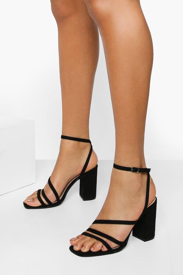 black ankle strap heels wide width