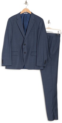 Hickey Freeman Milburn Stripe Print Wool Suit