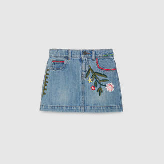 Gucci Children's embroidered denim skirt