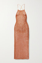 Thumbnail for your product : Cult Gaia Demi Crochet-knit Halterneck Midi Dress - Orange