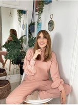 Thumbnail for your product : Little Mistress Dusty Rose Balloon Sleeve Sweatshirt Loungewear Co-ord
