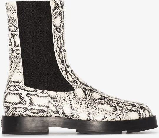 flat snake print boots