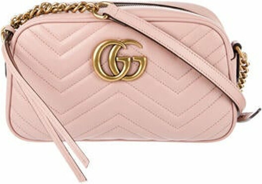 GUCCI GG Marmont Small Shoulder Bag, Pink, Leather