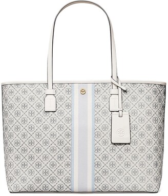 Tory Burch T Monogram Small Canvas Tote Bag Ivory