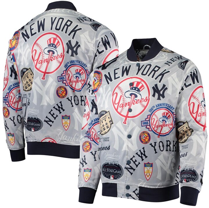 NY Yankees Heritage Navy Satin Jacket