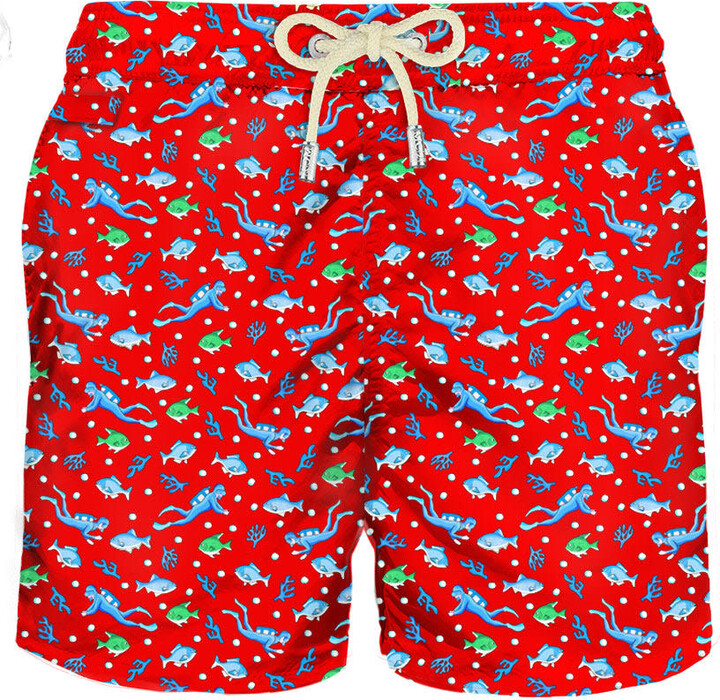 MC2 Saint Barth Man Light Fabric Swim Shorts With Diver Print