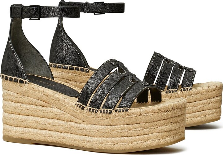 Tory Burch Ines Cage Leather Wedge Espadrille