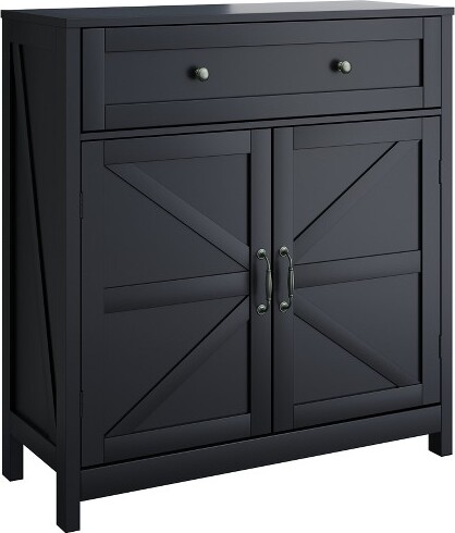 GulchesKitchenSideboardBuffetCabinetStorageCabinetwithDrawerAdjustableShelfBarnDoorAccentCabinetforKitchenDiningRoomEntrywayBlack