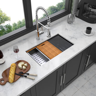 RED GINGER 88 INC Gunmetal Black Workstation Kitchen Sink - 28\