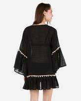 Thumbnail for your product : Express Floral Embroidered Pom Tunic Swim Cover-Up