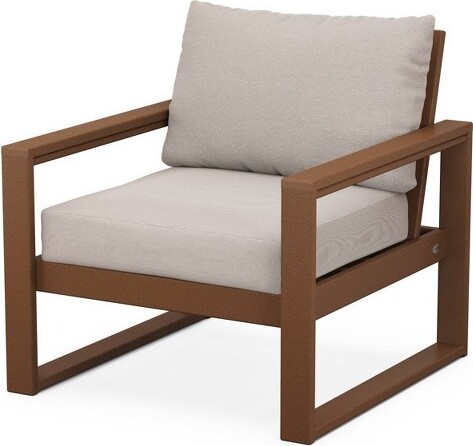 Polywood POLYWOODEDGEOutdoorPatioClubChairTeak/DuneBurlap:ModernLow-ProfileFade&Water-Resistant