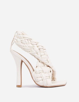 Ego x Molly-Mae Impress plaited heeled sandals in white