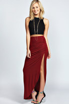 Thumbnail for your product : boohoo Tamsin Ruched Side Jersey Maxi Skirt