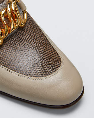Gucci Women's Leather & Lizard Horsebit Chain Loafers