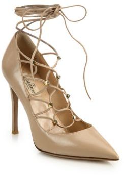 Valentino Leather Lace-Up Pumps