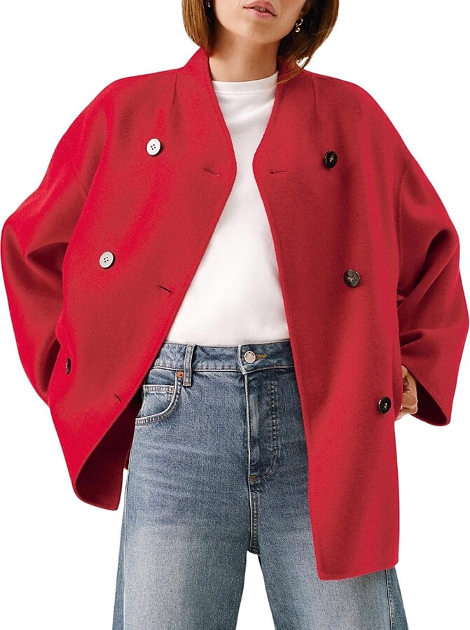 Mint Velvet Women's Wool Blend Hand Finished Scarf Coat