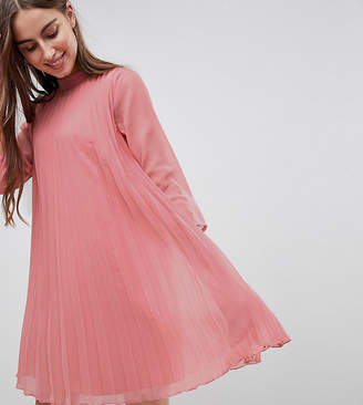 ASOS Tall TALL Pleated Trapeze Mini Dress with long sleeves