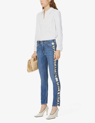 Stella McCartney Logo-tape slim mid-rise jeans