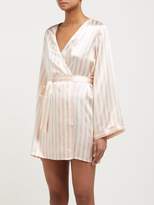Thumbnail for your product : Morgan Lane - Langley Striped Silk Robe - Womens - Pink Stripe
