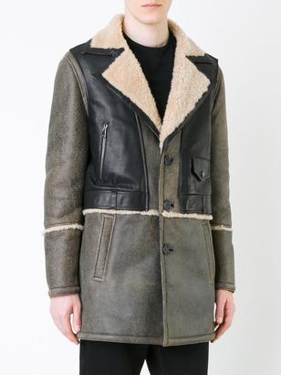 Drome panelled shearling coat
