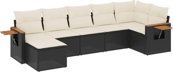 VidaXL vidaXLGardenSofaSetBlackPERattanLargeAdjustableFeet