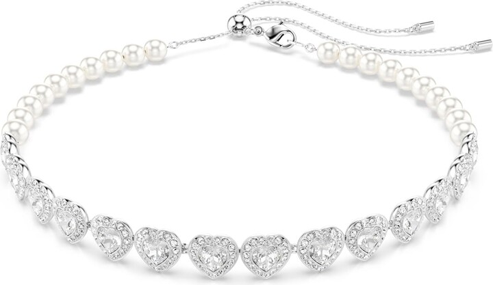 Swarovski Ariana Grande x Crystal and Pearl Soft Bracelet in Rhodium Finish - Part of the Ariana Grande x Capsule Collection