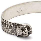 Thumbnail for your product : Gucci Tiger-head Sterling-silver Cuff Bracelet - Mens - Silver