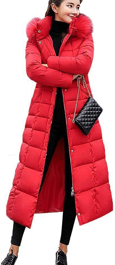 red long winter jacket