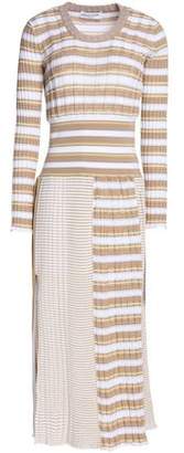 Sonia Rykiel Striped Ribbed Cotton-Blend Midi Dress