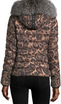 Thumbnail for your product : Bogner Sport Cyra Animal-Print Quilted Puffer Coat w/ Fur Trim