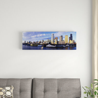 East Urban Home 'City at the Waterfront Seattle Washington' Photographic Print on Canvas