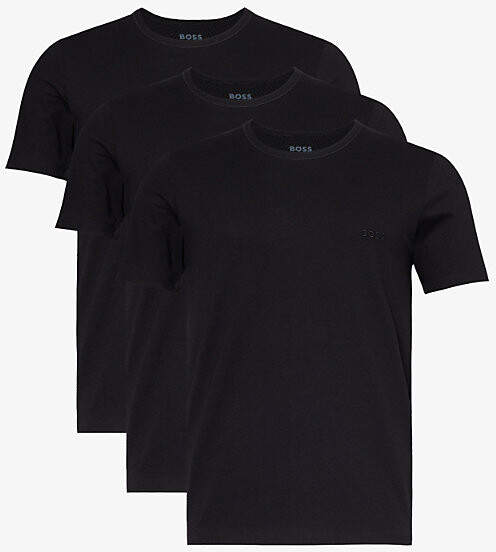 Mens Black Crewneck Brand-Embroidered Pack Of Three Cotton-Jersey T-Shirts M