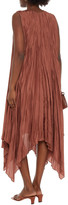 Thumbnail for your product : Joseph Checker Asymmetric Plisse Silk-habotai Midi Dress